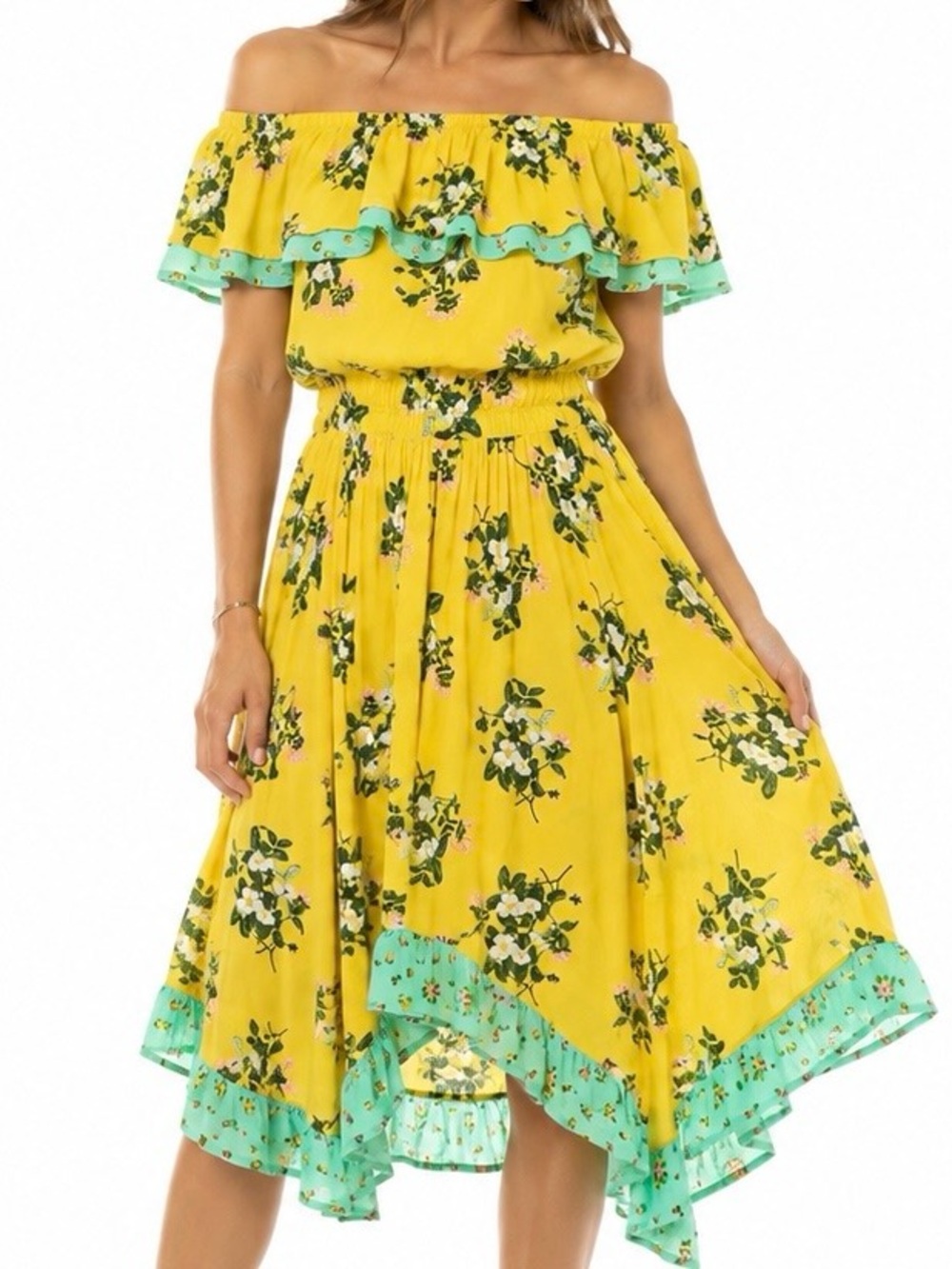 Matilda Jane Hooked on a Feeling Off Shoulder Midi Dress XS Brilliant Daydream